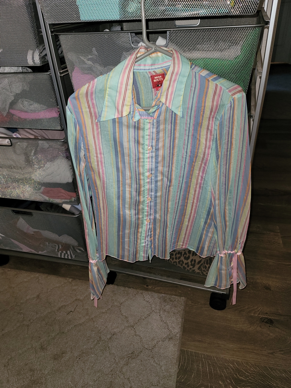Miss Sixty Pastel Multi-Stripe Button-Down Shirt